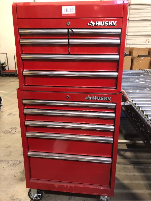 Photo 2 of 27 in. 11-Drawer Tool Chest and Cabinet Combo in Red
