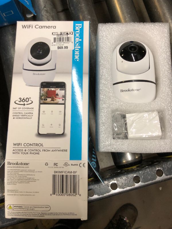 Photo 1 of Brookstone Tilt and Pan WiFi Camera, White - Smart Home Security System with Night Vision, Motion Detector, Audio Speaker, Android/iOS App, and Live HD Video Feed