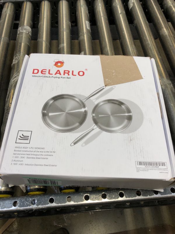 Photo 3 of DELARLO Tri-Ply Stainless Steel 10inch and 12inch Frying Pan, Oven safe induction skillet,pots and pans set,Suitable for All Stove (Detachable Handle) Stainless Steel 10+12Inch Frying pan Set