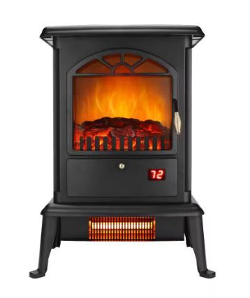 Photo 1 of 17 in. Freestanding Infrared Electric Fireplace with Remote Control in Black
