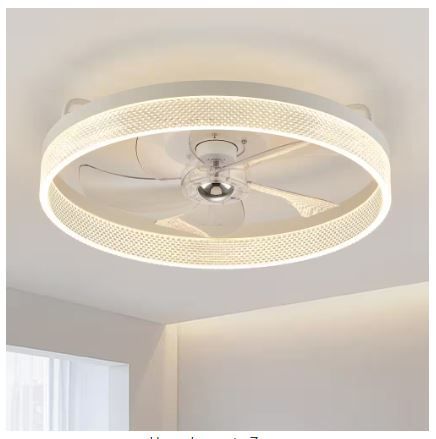Photo 1 of 20 in. Integrated LED Indoor White Flush Mount Ceiling Fan with Light for Low Profile Bedroom
