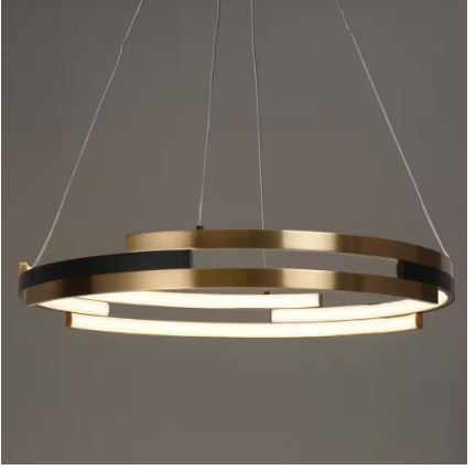 Photo 1 of 25.5 in. Integrated LED Brass Round Chandelier, Modern Black Island Pendant Light, Farmhouse DIY Pendant Hanging Light
