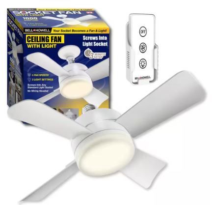 Photo 1 of BELL+HOWELL
Socket Fan 15.7 in. Indoor White Socket Ceiling Warm Light Fan with Remote