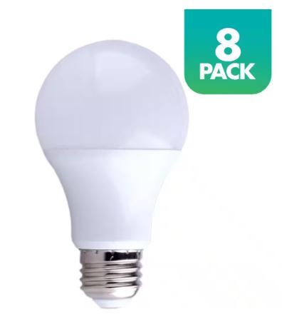 Photo 1 of 60-Watt Equivalent A19 JA8 Compliant Dimmable LED Light Bulb, 2700K Soft White, 8-pack
