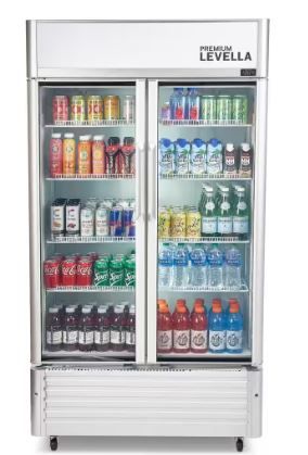 Photo 1 of Premium LEVELLA
16.0 cu. ft. Commercial Upright Display Refrigerator 2-Glass Door Beverage Cooler in Silver