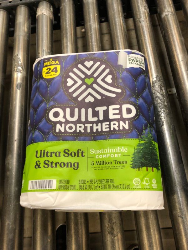 Photo 2 of Quilted Northern Ultra Soft & Strong Toilet Paper with Paper Packaging, 6 Mega Rolls = 24 Regular Rolls