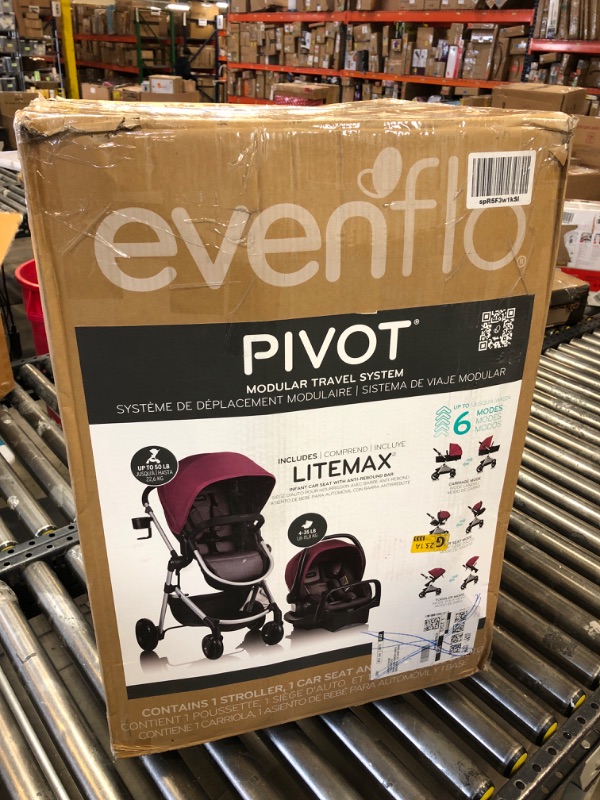 Photo 3 of Evenflo Pivot Modular Travel System With SafeMax Car Seat Only Travel System Dusty Rose