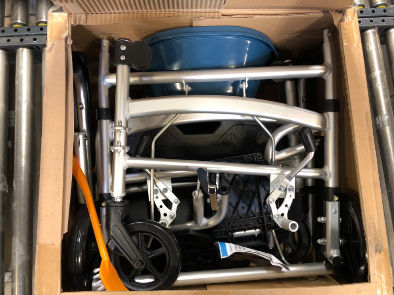 Photo 2 of 4-in-1 Shower Wheelchair, 270lbs, Foldable and Portable Shower Chair with Wheels, Drop Arms, Waterproof Rustproof Aluminum Frame