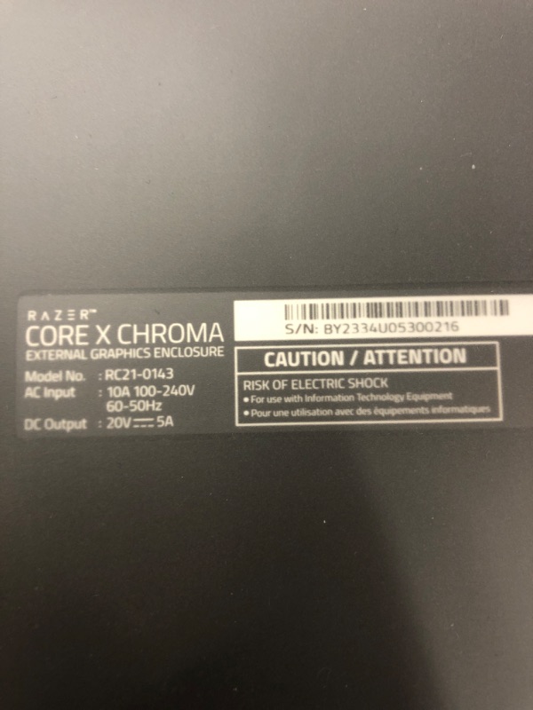 Photo 4 of Razer Core X Chroma Aluminum External GPU Enclosure (eGPU): Compatible with Windows & MacOS Thunderbolt 3 Laptops, NVIDIA /AMD PCIe Support, 700W PSU, 4x USB 3.1, 1x Gbit Ethernet, Chroma RGB, Black Classic Black Core X Chroma eGPU