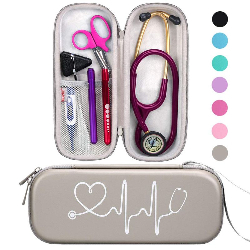 Photo 1 of **CASE ONLY** BOVKE Travel Carrying Case Compatible with 3M Littmann Classic III, Lightweight II S.E, MDF Acoustica Deluxe Stethoscopes - Extra Room for Medical Scissors EMT Trauma Shears and LED Penlight, Grey
