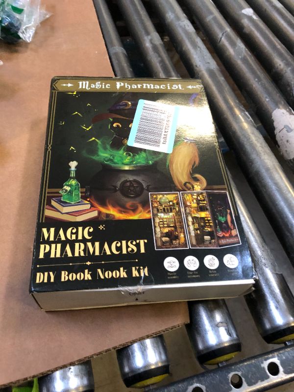 Photo 2 of CUTEBEE DIY Book Nook Kit, DIY Dollhouse Booknook Kit Bookshelf Insert Decor Alley, Bookends Model Build-Creativity Kit with LED Light(Magic Pharmacist)