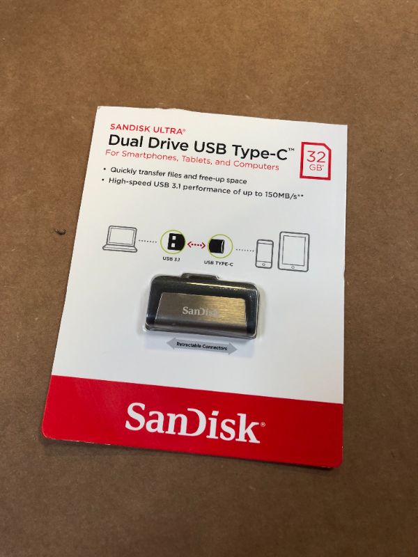 Photo 2 of SanDisk 32GB Ultra Dual Drive USB Type-C - USB-C, USB 3.1 - SDDDC2-032G-G46, Black, Silver