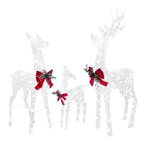 Photo 1 of 4.5 ft. 3D Cool White LED Reindeer Family Christmas Holiday Yard Decoration
