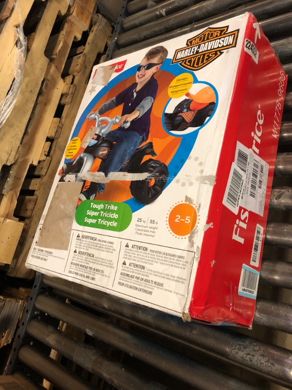 Photo 2 of Fisher-Price Harley-Davidson Tricycle with Handlebar Grips and Storage Area, Multi-Terrain Tires, Tough Trike [Amazon Exclusive]