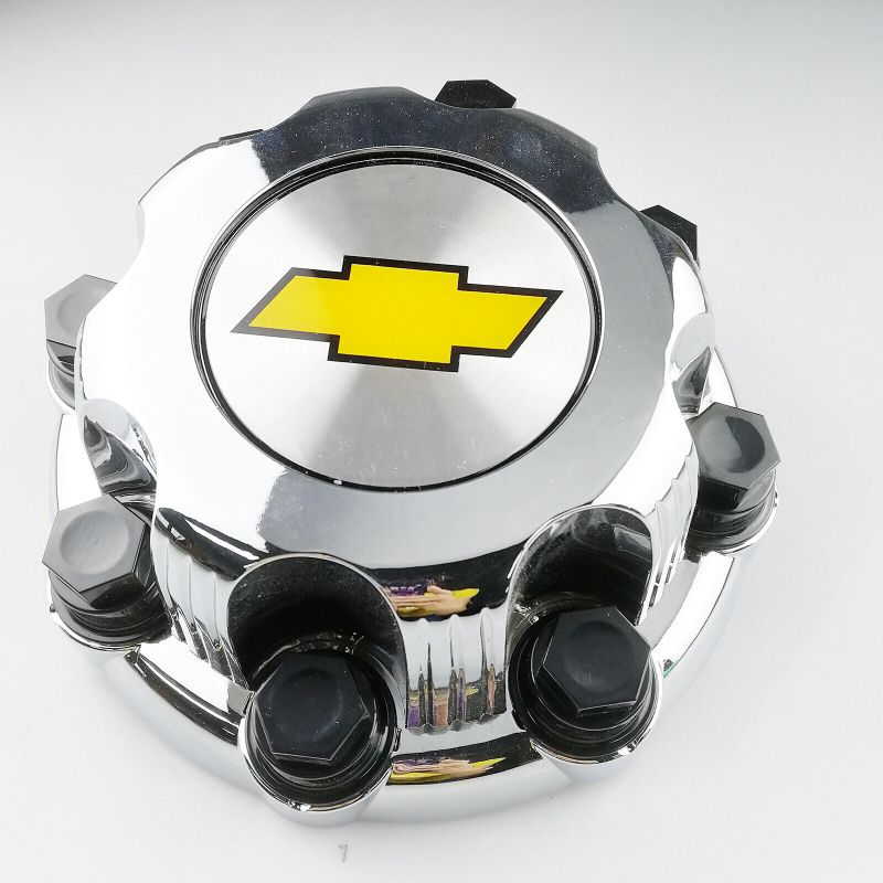 Photo 1 of 8 LUGS NEW CHROME Wheel CENTER HUB CAP For CHEVY YELLOW EXPRESS VAN 2500 3500
