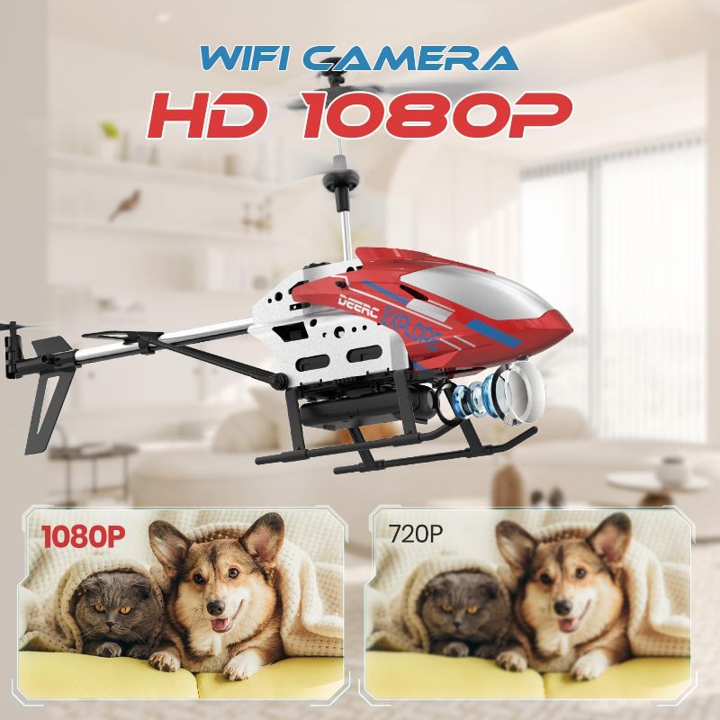 Photo 1 of  Remote Control Helicopter W/ 1080P HD Camera, RC Helicopters W/FPV Live Video, LED Lights, Altitude Hold, Gyroscope, 2.4GHz Toy for Boys Girls