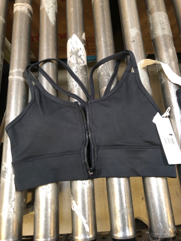 Photo 2 of MEDIUM black zip up sports bra