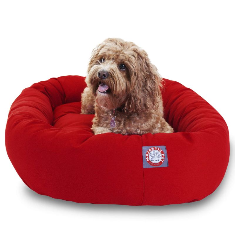 Photo 1 of 32 inch Red Bagel Dog Bed By Majestic Pet Products Red 32 in