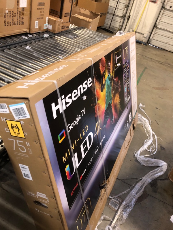 Photo 1 of Hisense 75-Inch Class U7 Series Mini-LED ULED 4K UHD Google Smart TV (75U7K, 2023 Model) - QLED, Native 144Hz, 1000-Nit, Dolby Vision IQ, Full Array Local Dimming, Game Mode Pro, Alexa Compatibility----FACTORY SEALED 