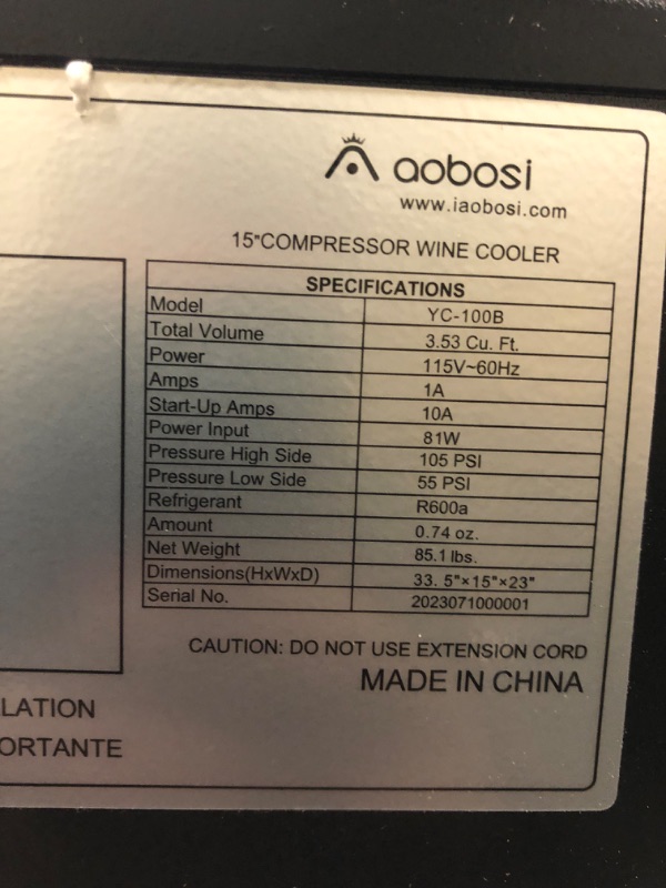 Photo 5 of AAOBOSI 15 Inch Wine Cooler Refrigerator, ?Upgraded? Dual Zone Wine Fridge 28 Bottles Built in or Freestanding Compressor Cooler Wine Cellar with Temperature Memory, Fog Free, Front Vent,Safety Lock
