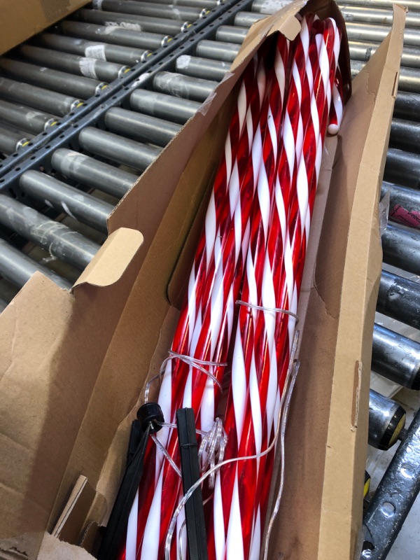 Photo 2 of 12 Pcs 36 Inch Giant Christmas Candy Cane Pathway Markers Lights, LED Outdoor Decorations, Extra Large Yard Pathway Stake Lights for Lawn Garden Driveway Walkway Xmas Decor