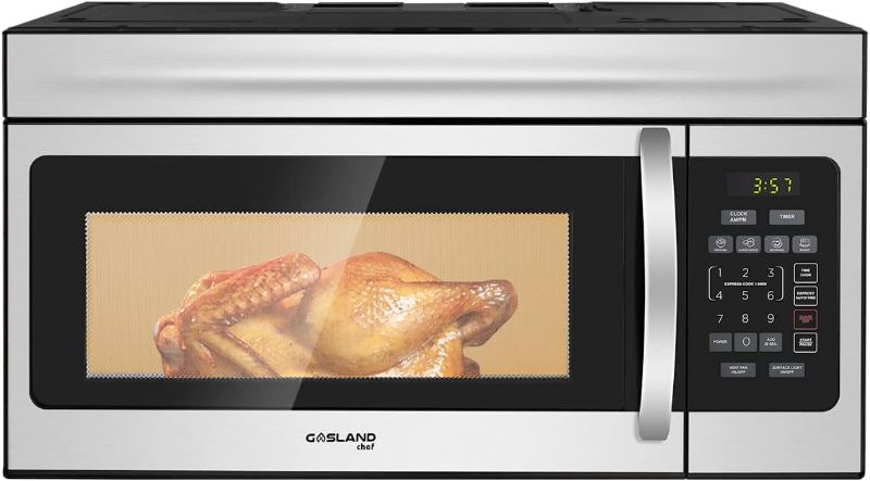 Photo 1 of 30 Inch Over-the-Range Microwave Oven, GASLAND Chef OTR1603S Over The Stove Microwave Oven with 1.6 Cu. Ft. Capacity, 1000 Watts, 300 CFM in Stainless Steel, 13" Glass Turntable, 120V, Easy Clean
