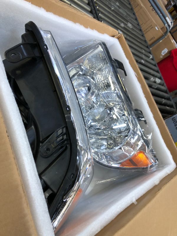 Photo 1 of AUTOSAVER88 Headlight Assembly Compatible with 2007-2013 Tundra /2008-2017 Sequoia Chrome Housing Amber Reflector Clear Lens OE - Chrome/Amber/Clear