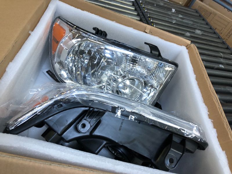 Photo 3 of AUTOSAVER88 Headlight Assembly Compatible with 2007-2013 Tundra /2008-2017 Sequoia Chrome Housing Amber Reflector Clear Lens OE - Chrome/Amber/Clear