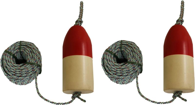 Photo 1 of 2 Pack of KUFA Sports 1/4" x 100' Lead Rope & 6"X14" Red/White Float Combo for Crab Trap (FQL-103)X2