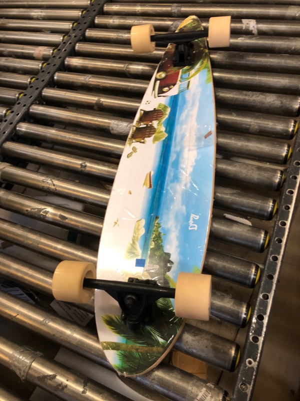 Photo 3 of Yocaher Beach Series Complete Pintail Skateboards Longboard Cruiser w/Black Widow Premium 80A Grip Tape Aluminum Truck ABEC7 Bearing 70mm Skateboard Wheels Complete - Pintail - 05 - Getaway