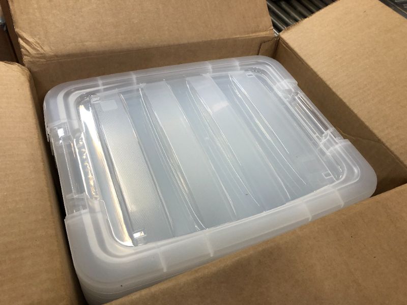 Photo 2 of 6 Pack 19qt Clear View Plastic Storage Bin with Lid and Secure Latching Buckles
