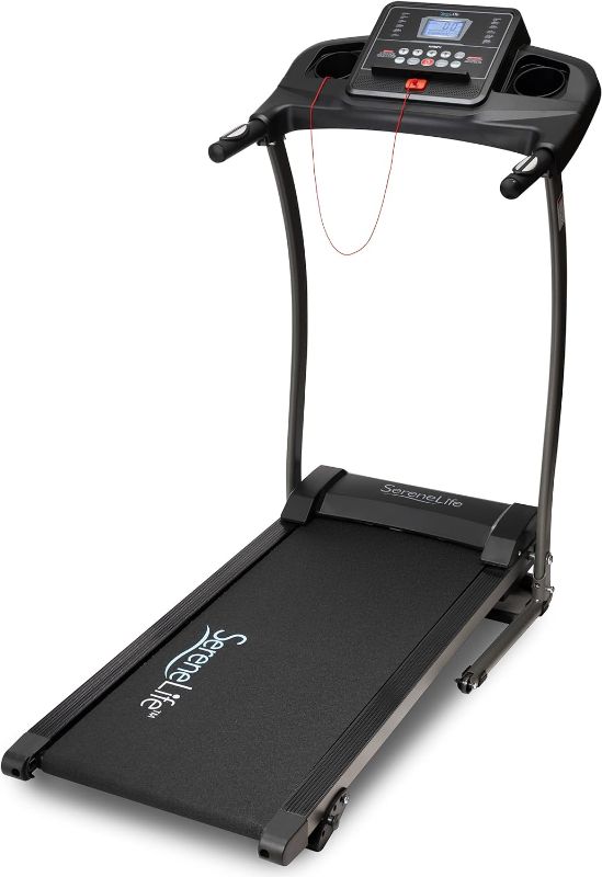 Photo 1 of SereneLife Folding Treadmill - Foldable Home Fitness Equipment with LCD for Walking & Running - Cardio Exercise Machine - Preset and Adjustable Programs - Bluetooth Connectivity
