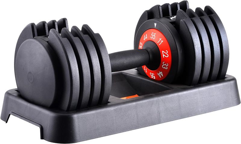 Photo 1 of 25/55 lbs Adjustable Dumbbell, Fast Adjust Dumbbell Weight for Exercises Pair Dumbbells for Men and Women in Home Gym Workout Equipment, Dumbbell with Tray Suitable for Full Body
