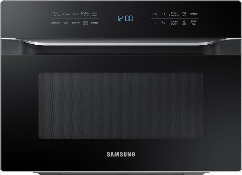 Photo 1 of SAMSUNG 1.2 Cu Ft PowerGrill Duo Countertop Microwave Oven w/ Power Convection, Ceramic Enamel Interior, Built-In Capability, 900 Watt, MC12J8035CT/AA, Fingerprint Resistant Stainless Steel, Black
