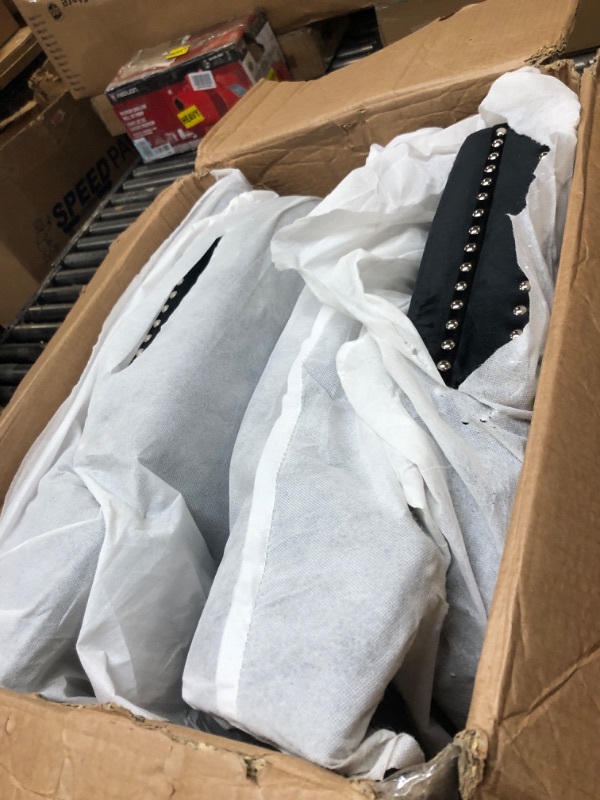 Photo 1 of Collection Modern, High-end Tufted Solid Wood Contemporary Velvet Upholstered Dining Chair with Chrome Stainless Steel Plating Legs,Nailhead Trim,Set of 2,Black and Chrome, SW1701BK
