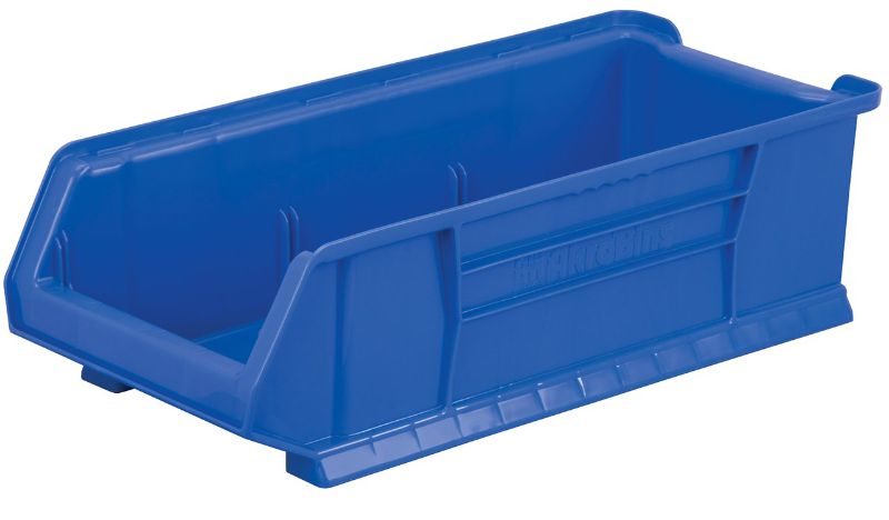 Photo 1 of Akro-Mils 30286 Super-Size AkroBin Heavy Duty Stackable Storage Bin Plastic Container, (24-Inch L x 11-Inch W x 7-Inch H), Blue,