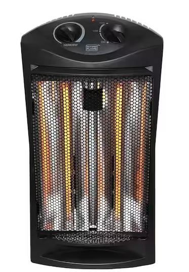 Photo 1 of 1500-Watt Black Electric Tower Quartz Infrared Space Heater with Thermostat
