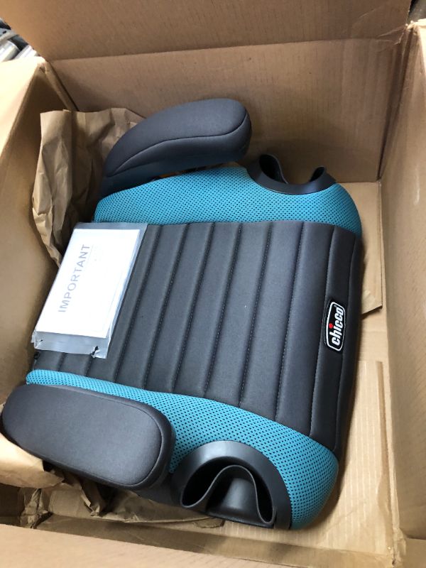 Photo 2 of Chicco GoFit Plus Backless Booster Car Seat with Quick-Release Latch, Travel Booster Seat for Car, Portable Car Booster Seat for Children 40-110 lbs. | Stream/Blue Stream GoFit Plus