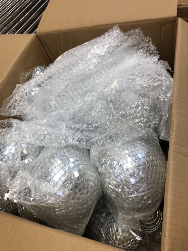 Photo 2 of 200 Pcs Disco Balls Ornament Mini Disco Balls Small Mirror Silver Hanging Decorations Reflective Disco Ball for 70s Disco Themed Party Christmas Tree Birthday Wedding (12, 6, 4, 3, 2, 1 Inch)