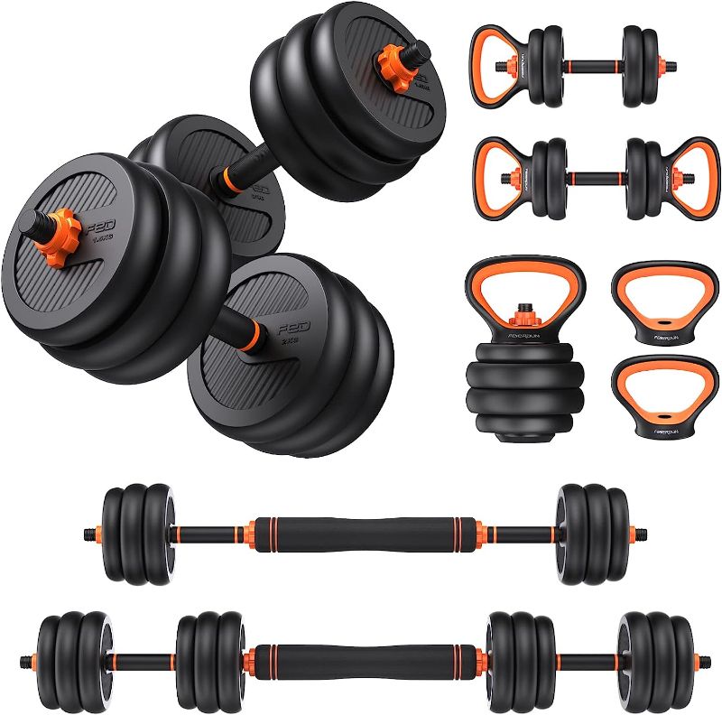 Photo 1 of FEIERDUN Adjustable Dumbbells, 20/30/40/50/70/90lbs Free Weight Set with Connector, 4 in1 Dumbbells Set Used as Barbell, Kettlebells, Push up Stand, Fitness Exercises for Home Gym Suitable Men/Women
