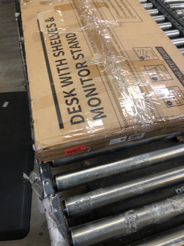 Photo 1 of ODK Computer Desk with Storage Shelves and Monitor Stand, 48 Inch Gaming Desk with Bookshelf, Reversible Study Table for Home Office, Small Space Bedroom, Black Black 48 Inch