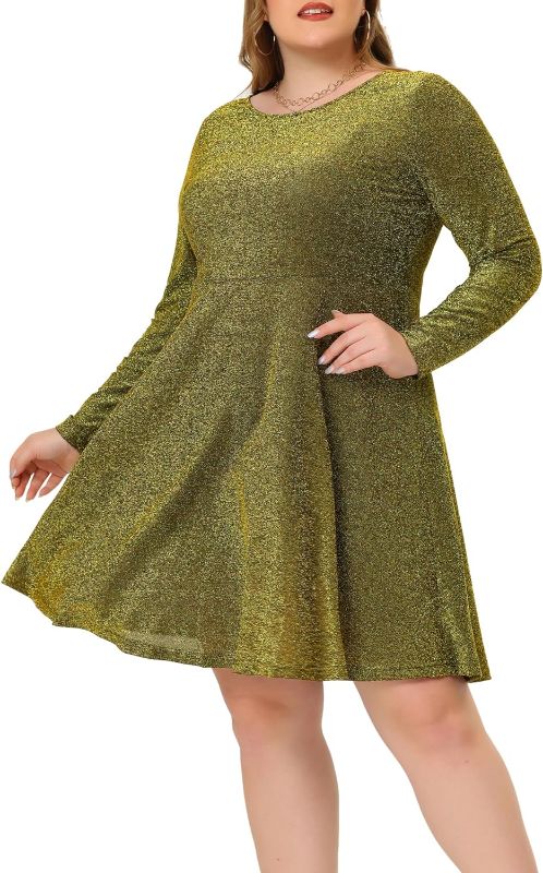 Photo 1 of Agnes Orinda Plus Size Glitter Dress for Women Long Sleeve Swing Christmas Halloween Cocktail Party Dresses. 4X
