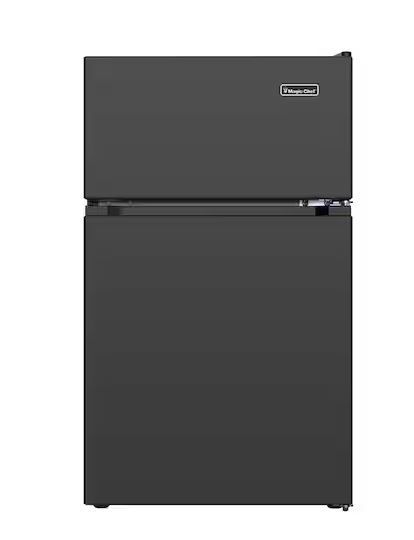 Photo 1 of 3.1 cu. ft. 2-Door Mini Refrigerator in Black with Freezer
