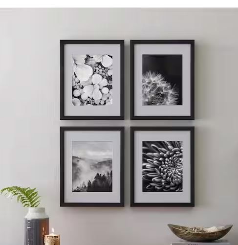 Photo 1 of 11" x 14" Matted to 8" x 10" Black Gallery Wall Picture Frames (Set of 4)
