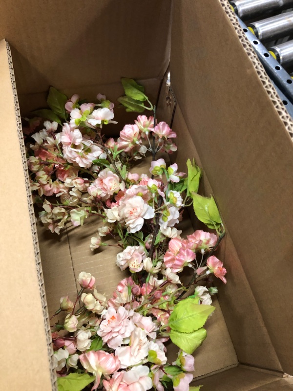 Photo 1 of 24-in. H Artificial Pink Cherry Blossom Wreath
