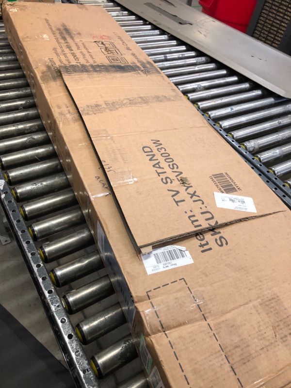 Photo 1 of Harper & Bright Designs White Modern TV Stand with 16-Color LED Lights and 2 Large Storage Drawers for TVs Up to 70 Inches, Can be Assembled in Lounge Room, Living Room or Bedroom 63'' L White