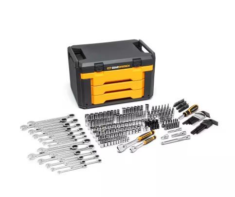 Photo 1 of 1/4 in. and 3/8 in. Drive 90-Tooth Standard and Deep SAE/Metric Mechanics Tool Set in 3-Drawer Storage Box (232-Piece)
