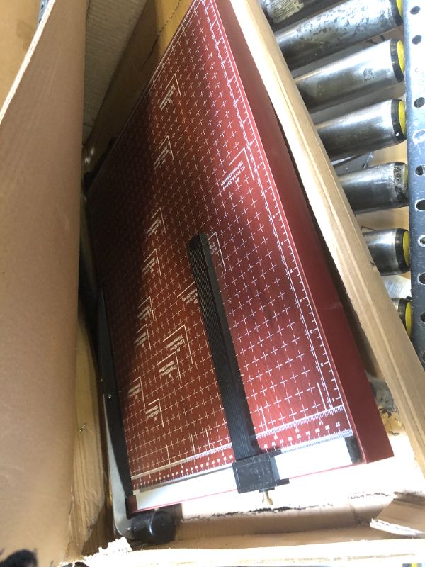 Photo 2 of Heavy Duty Guillotine Paper Cutter, A3 Large Paper Trimmer Blade Gridded Photo Guillotine Craft Machine, 18 inch Cut Length, 18.9" x 15.0" (Use for A2-A7) A3 Red