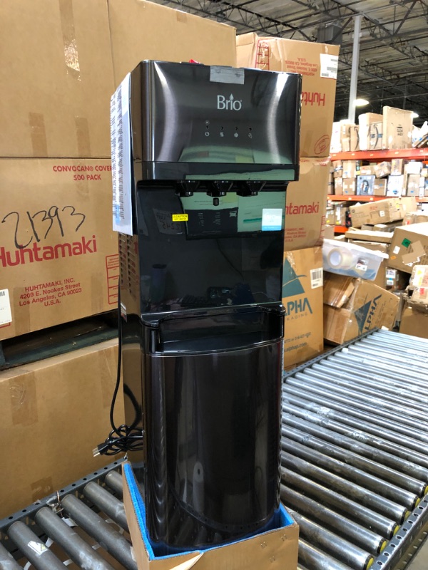 Photo 1 of Brio Self Cleaning Bottom Loading Water Cooler Water Dispenser – Black Stainless Steel - 3 Temperature Settings - Hot, Room & Cold Water - UL  (NEW, MINOR DENT)