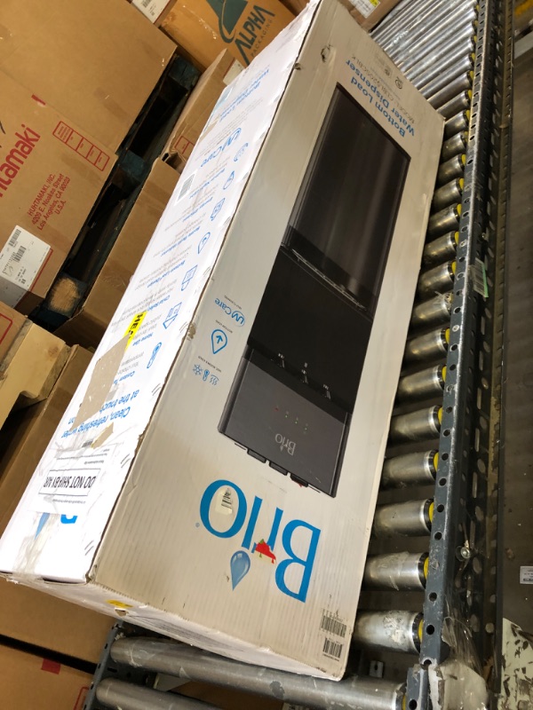 Photo 1 of Brio Self Cleaning Bottom Loading Water Cooler Water Dispenser – Black Stainless Steel - 3 Temperature Settings - Hot, Room & Cold Water - UL  (NEW, MINOR DENT)